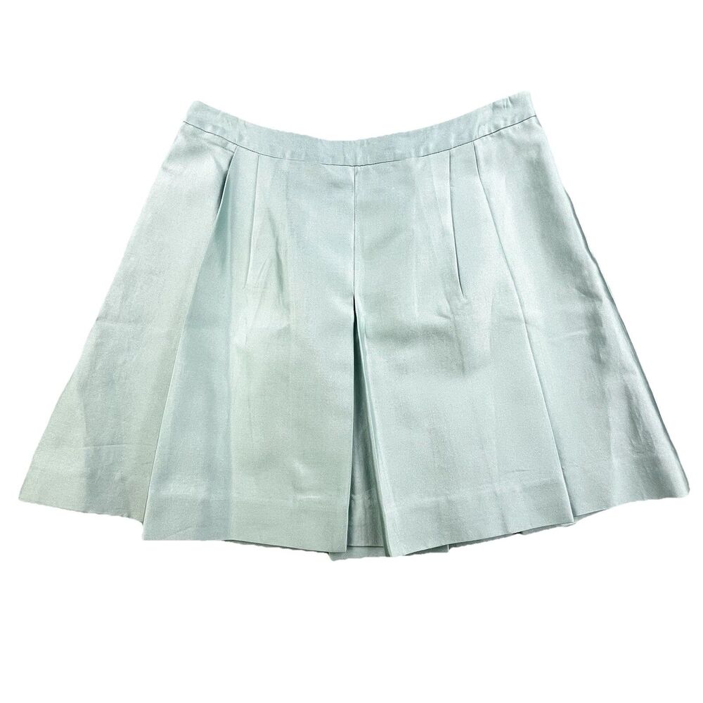 Vineyard Vines Pleated Mini Skirt Women's Size 6 Silk Cotton Crystal Blue Lined